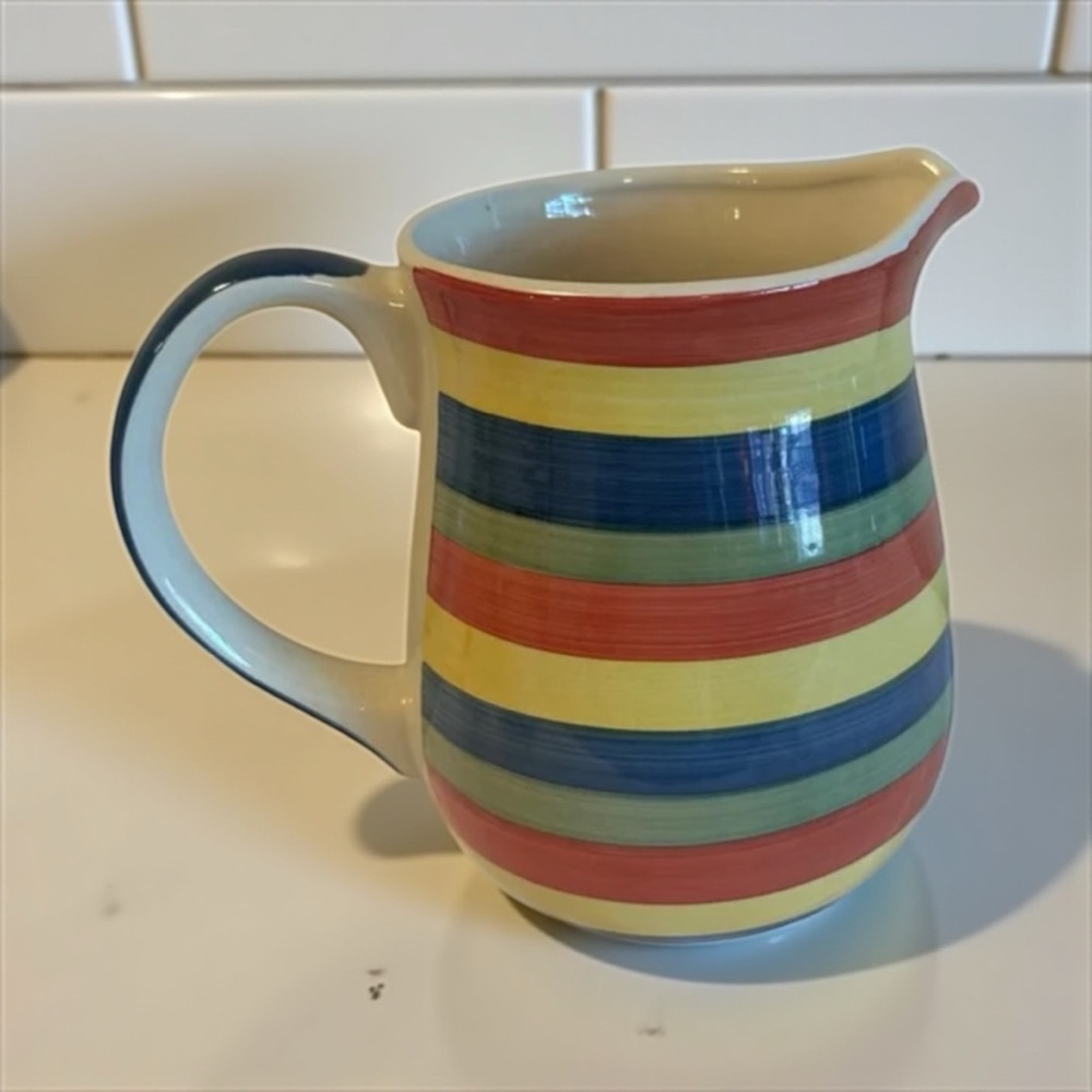 Swirl Ceramic Mug with Blue, Green, Red and Yellow Accents